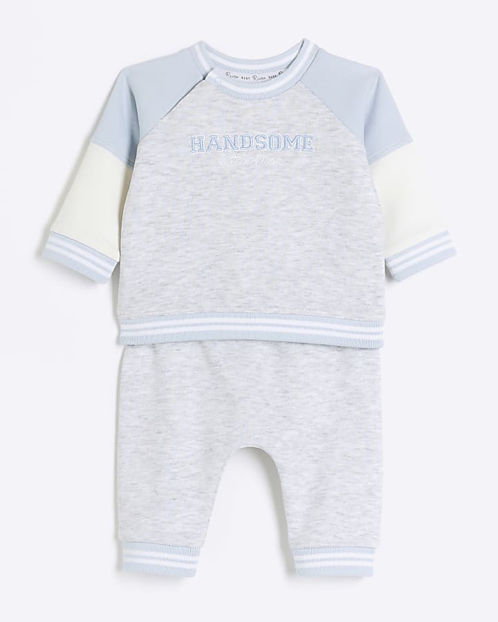 Baby boys grey embroidered sweatshirt set