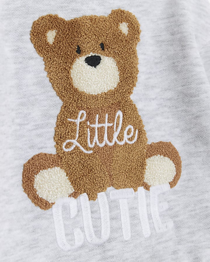 Baby grey bear hoodie and joggers set