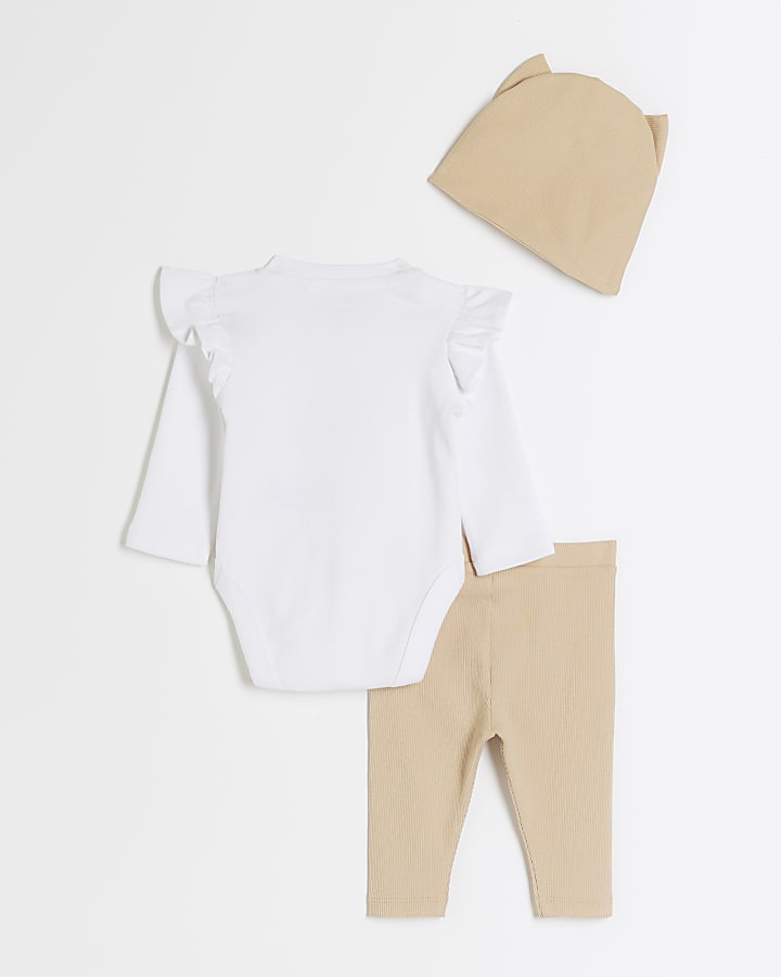 Baby girls beige baby couture set