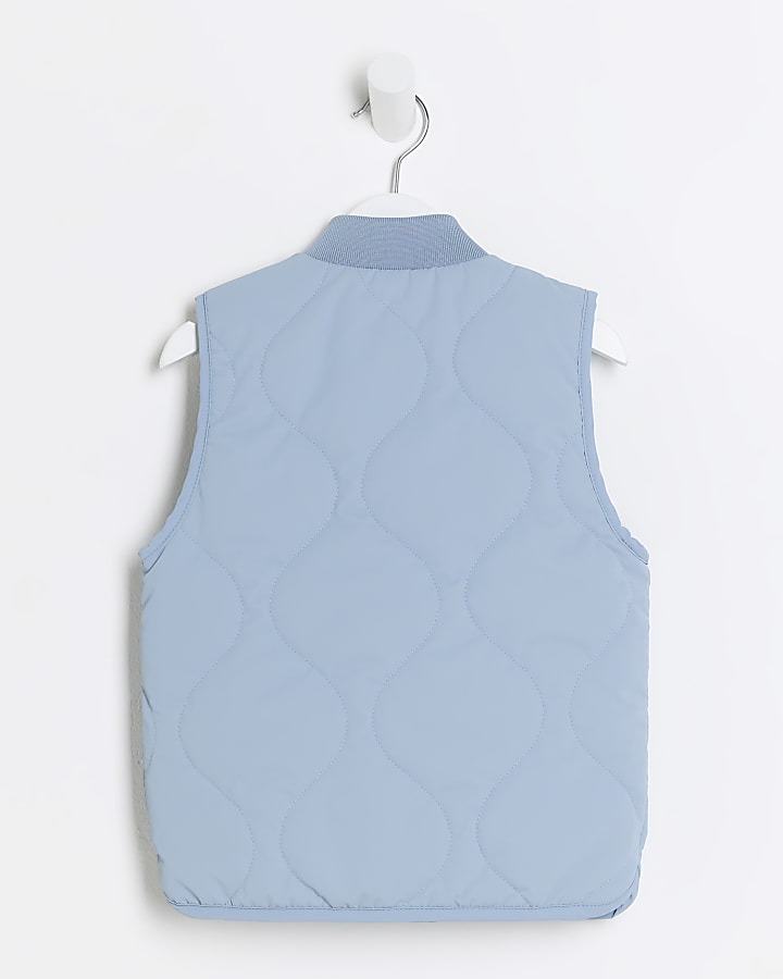 Mini boys blue quilted bomber gilet