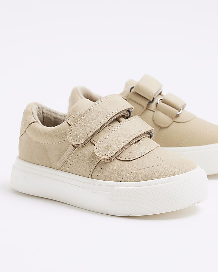 Mini boys Beige nubuck trainers