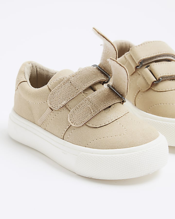 Mini boys Beige nubuck trainers