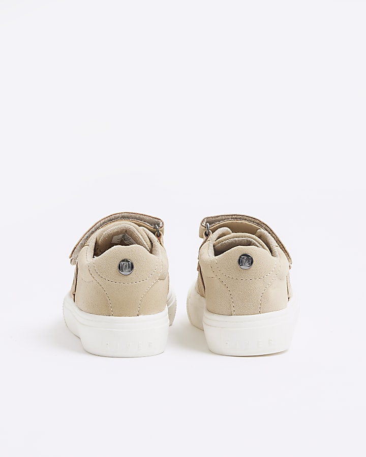 Mini boys Beige nubuck trainers