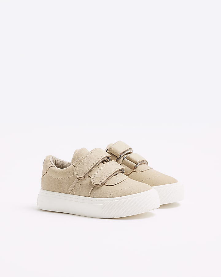 Mini boys Beige nubuck trainers
