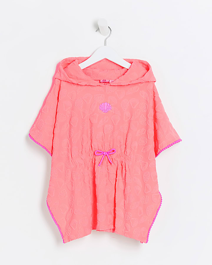 Mini Girls Coral Shell Towelling Beach Poncho