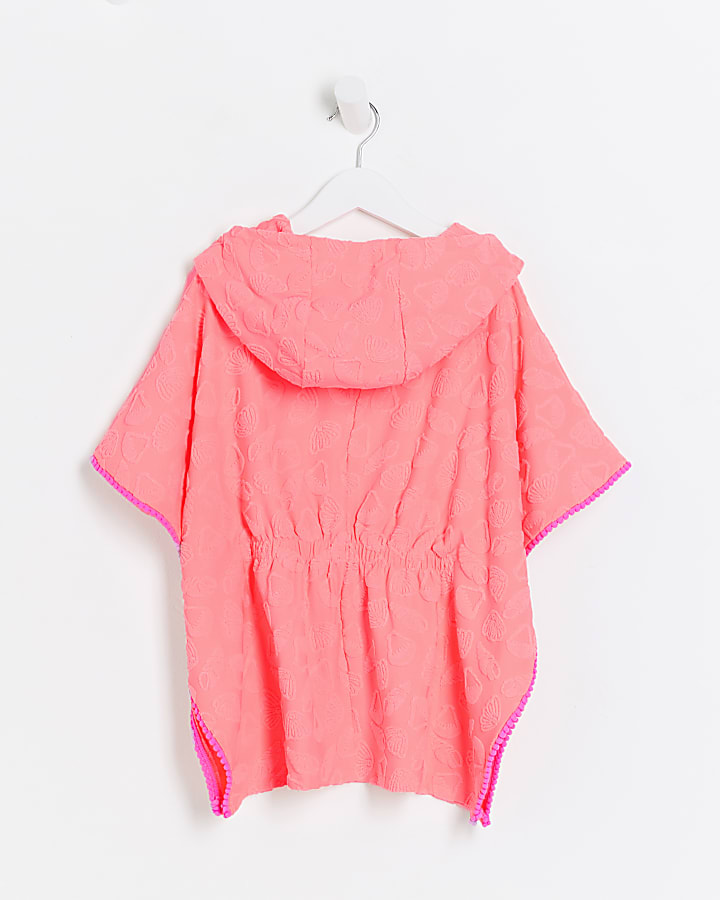 Mini Girls Coral Shell Towelling Beach Poncho