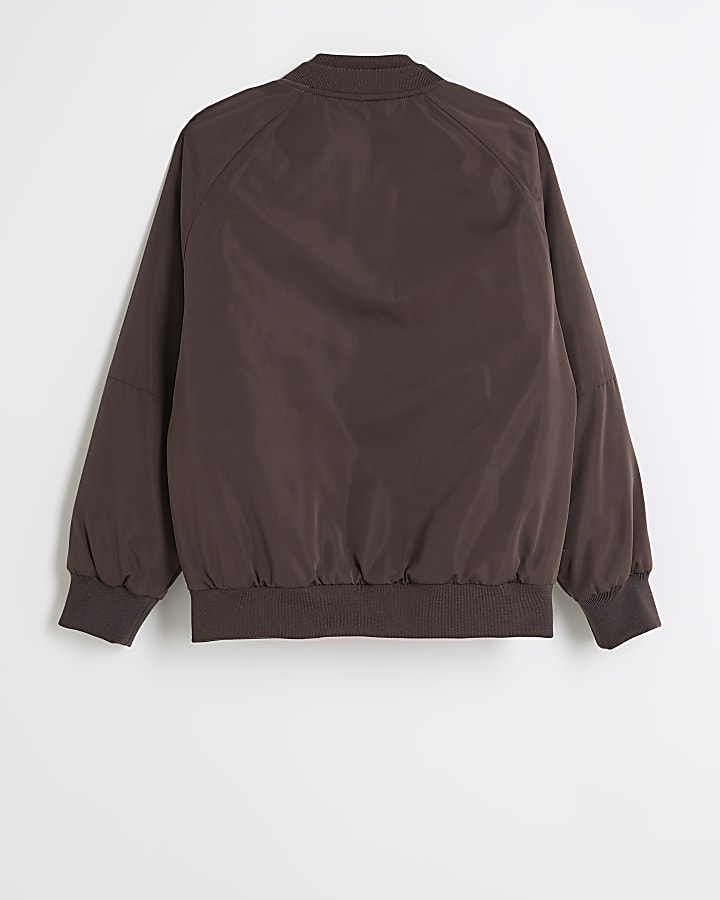 Boys brown patch bomber jacket