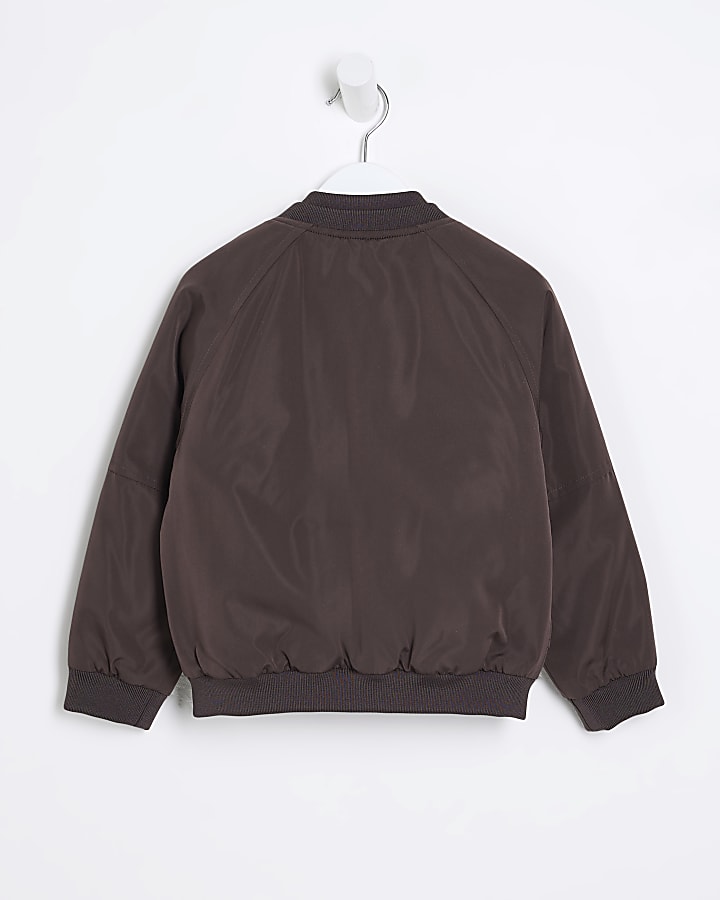 Mini Boys Brown Patch Bomber Jacket