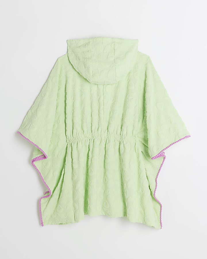 Girls green shell towelling poncho