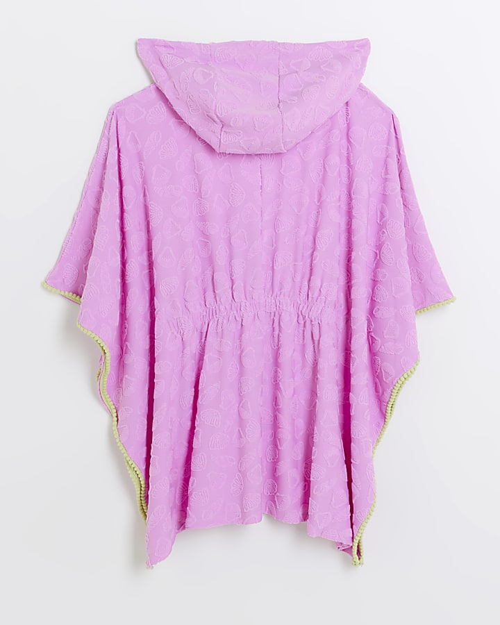 Girls purple shell towelling poncho