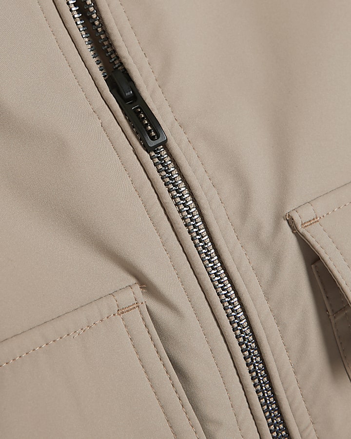 Boys Beige zip up smart bomber jacket