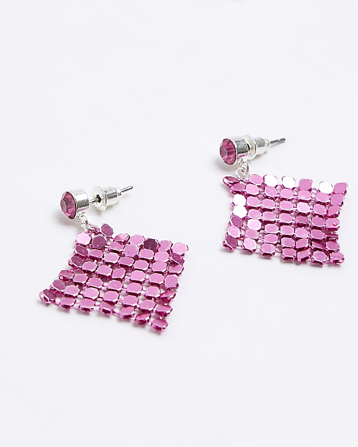Girls Pink Chainmail Earrings