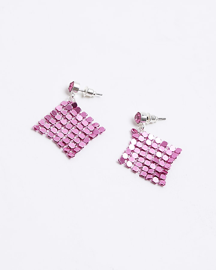 Girls Pink Chainmail Earrings