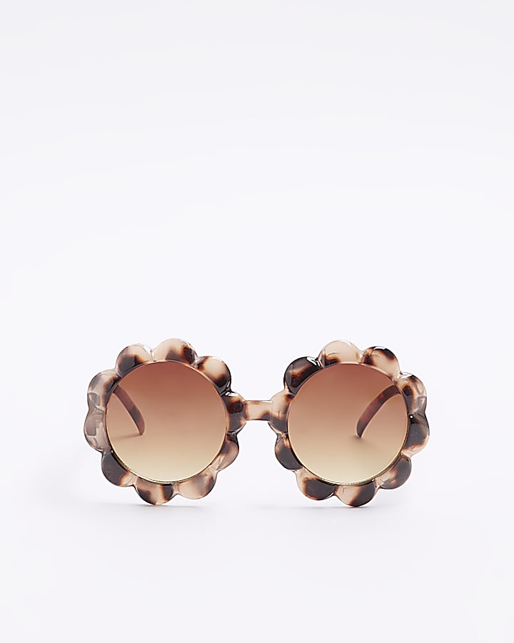 Mini girls brown tortoise flower sunglasses