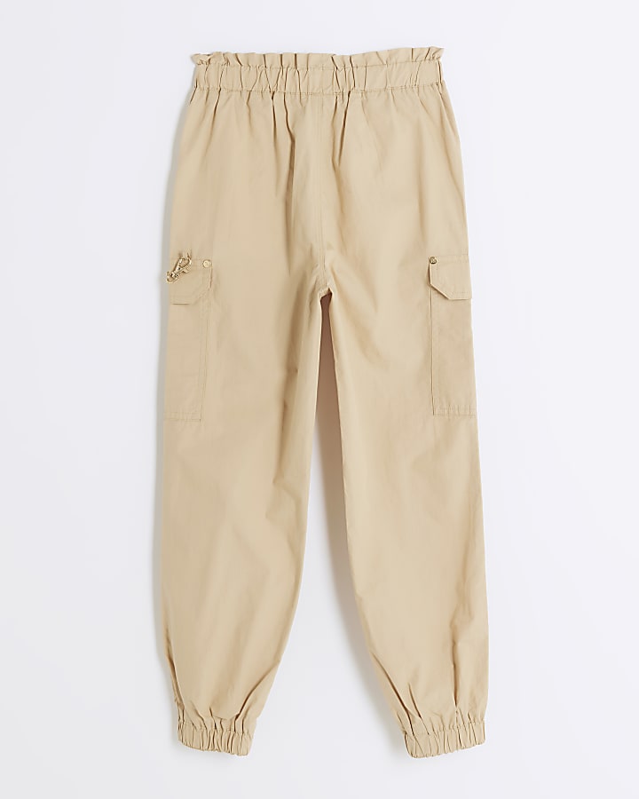 Girls beige chain cargo trousers