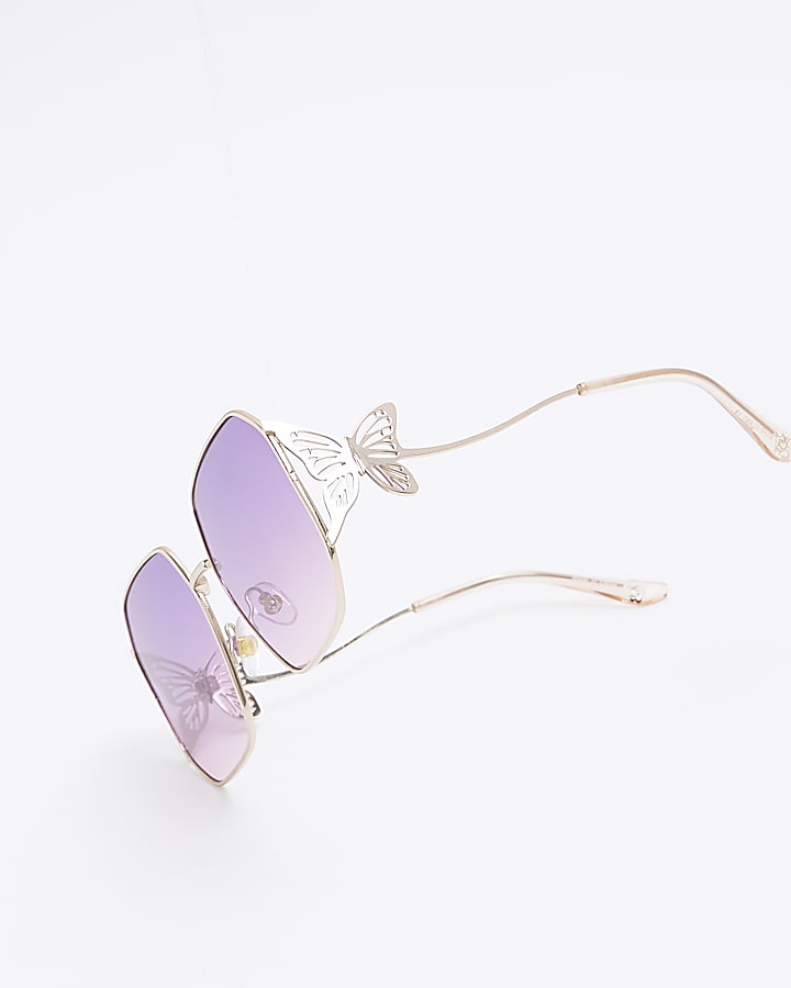 Girls purple butterfly trim sunglasses