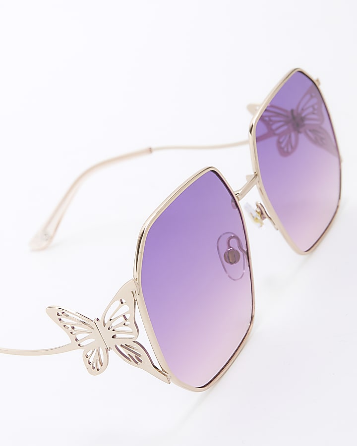 Girls purple butterfly trim sunglasses