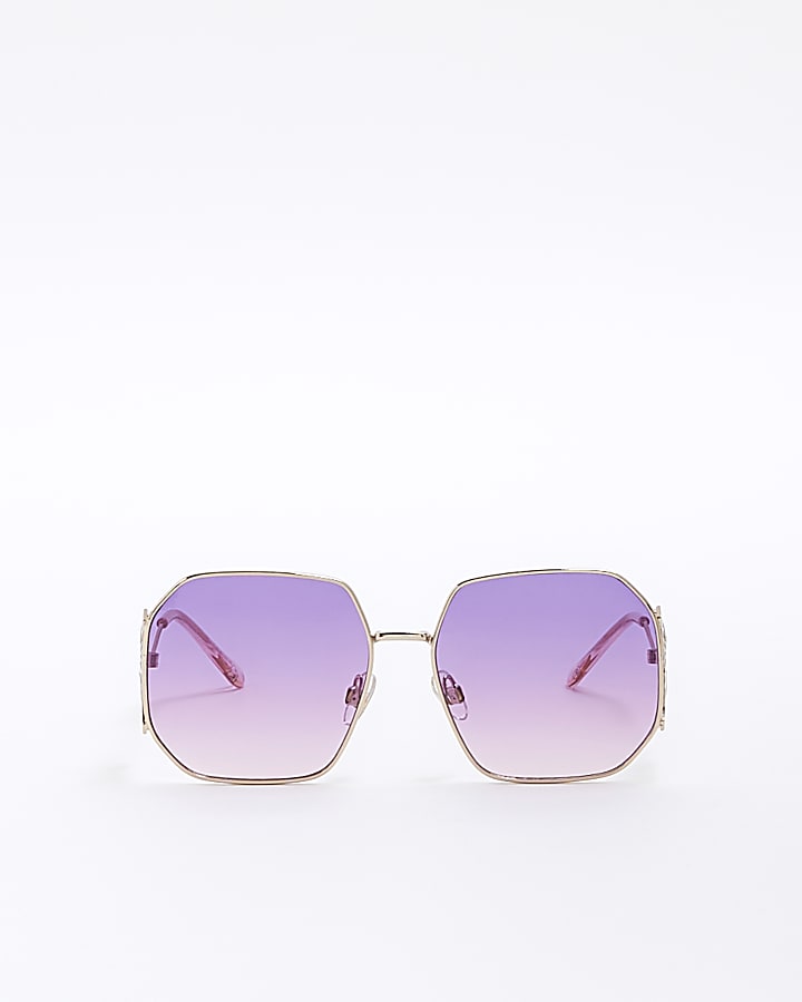 Girls purple butterfly trim sunglasses River Island