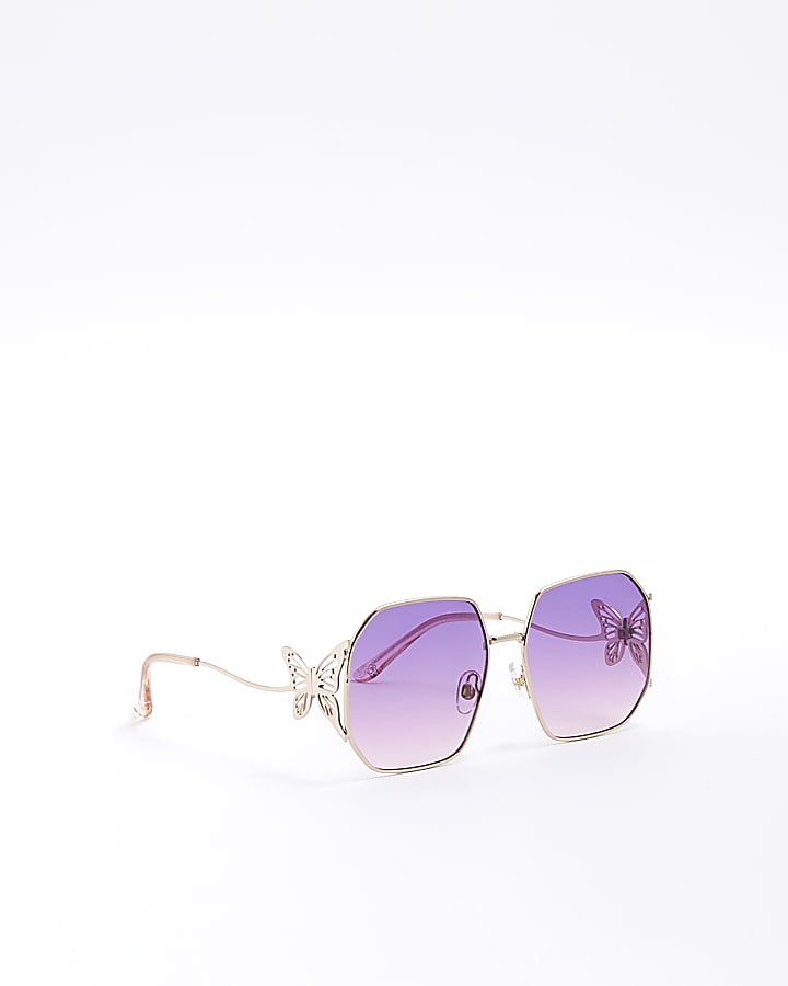 Girls purple butterfly trim sunglasses