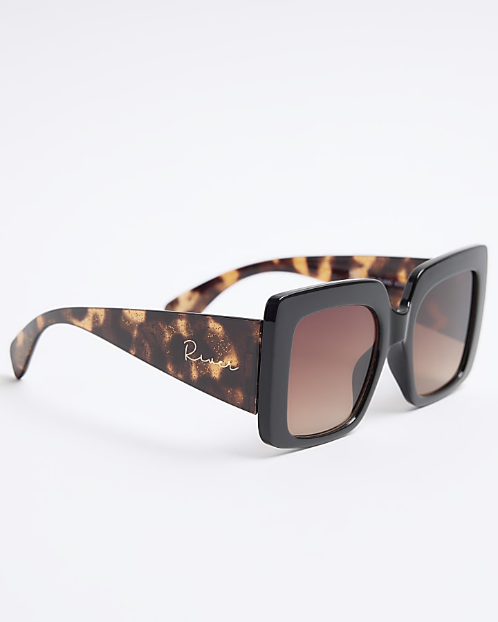 Girls black tortoise oversized sunglasses