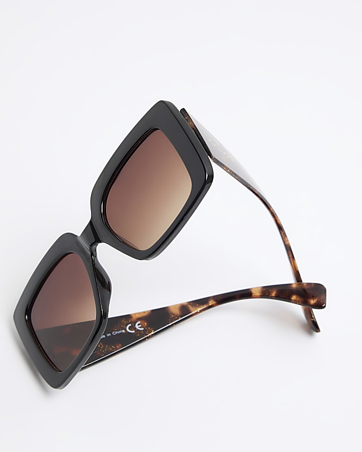 Girls black tortoise oversized sunglasses