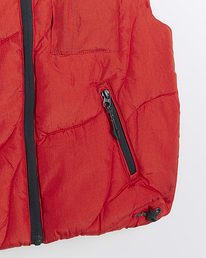 Boys red wave padded gilet