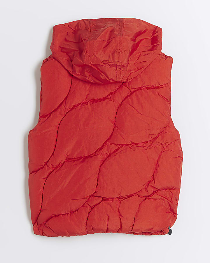 Boys red wave padded gilet | River Island