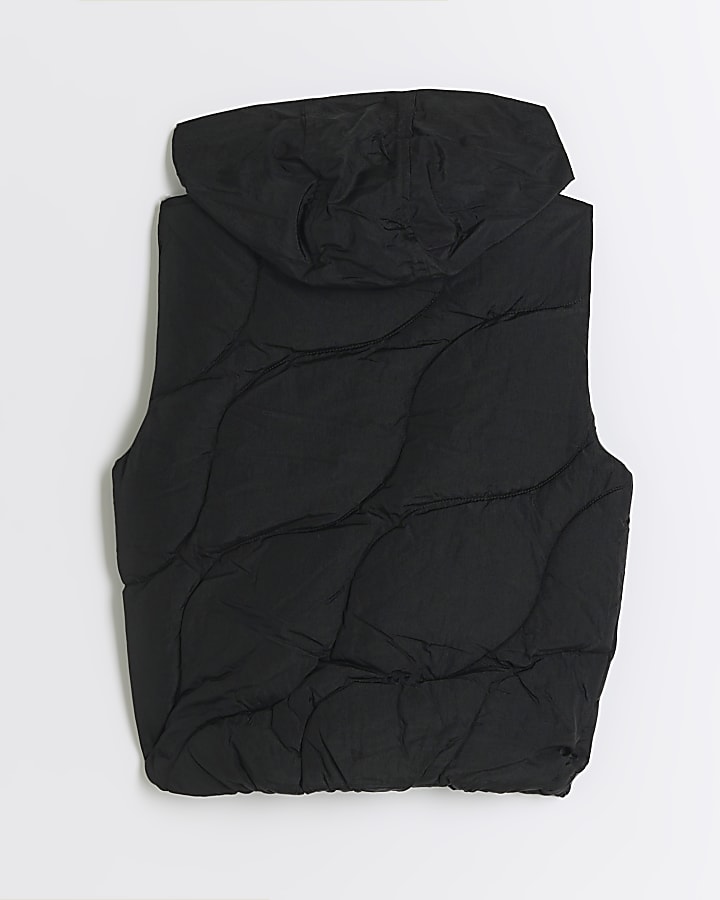 Boys black wave padded gilet