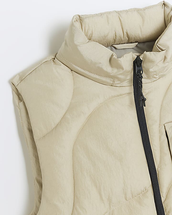Beige wave padded gilet