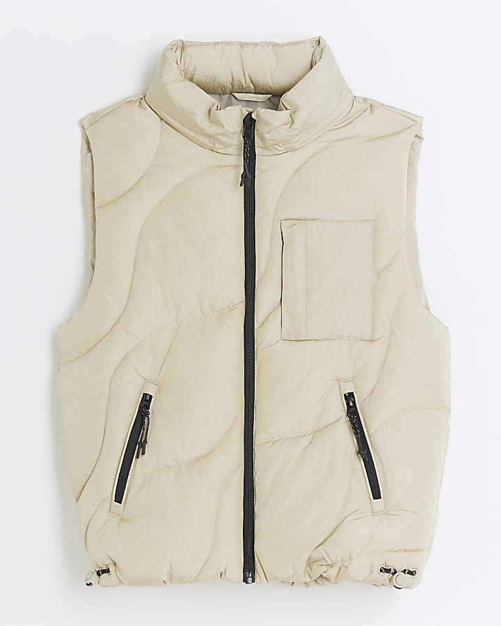 Beige wave padded gilet