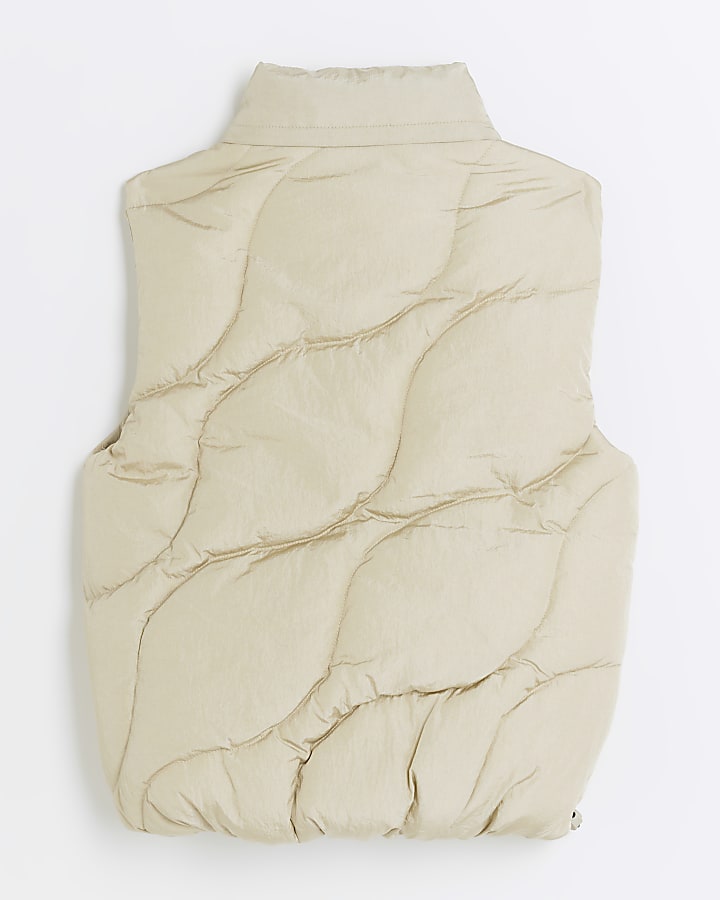 Beige wave padded gilet