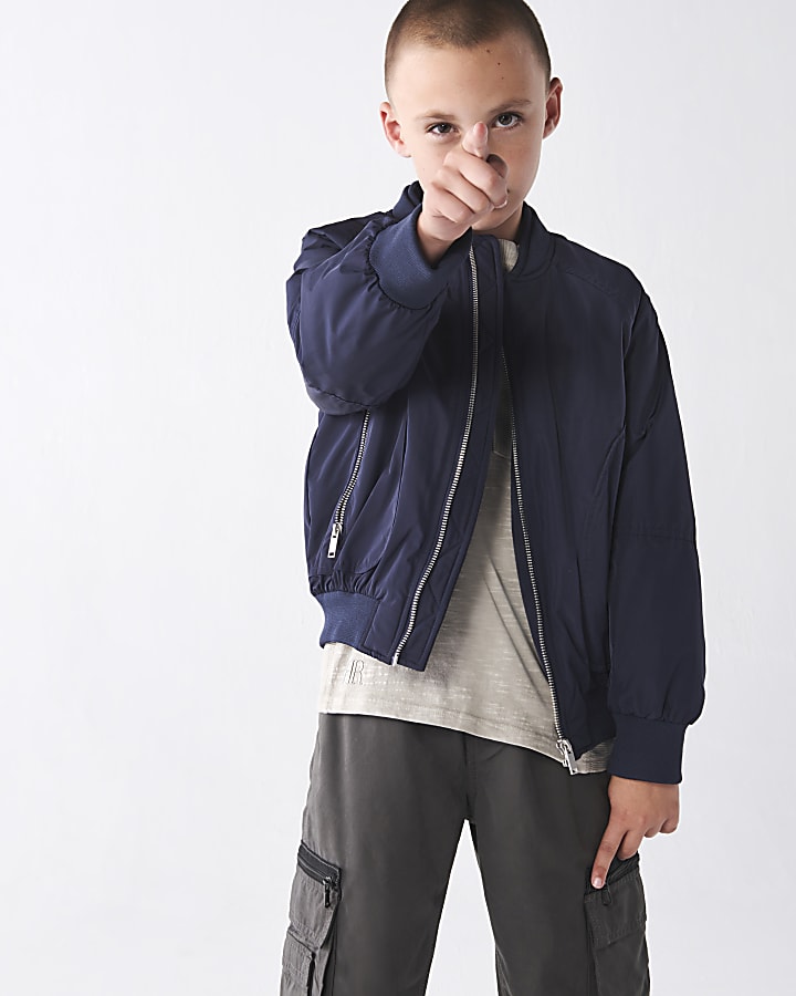 Boys navy smart bomber jacket