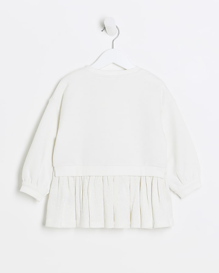 Mini Girls Cream Peplum Sweatshirt