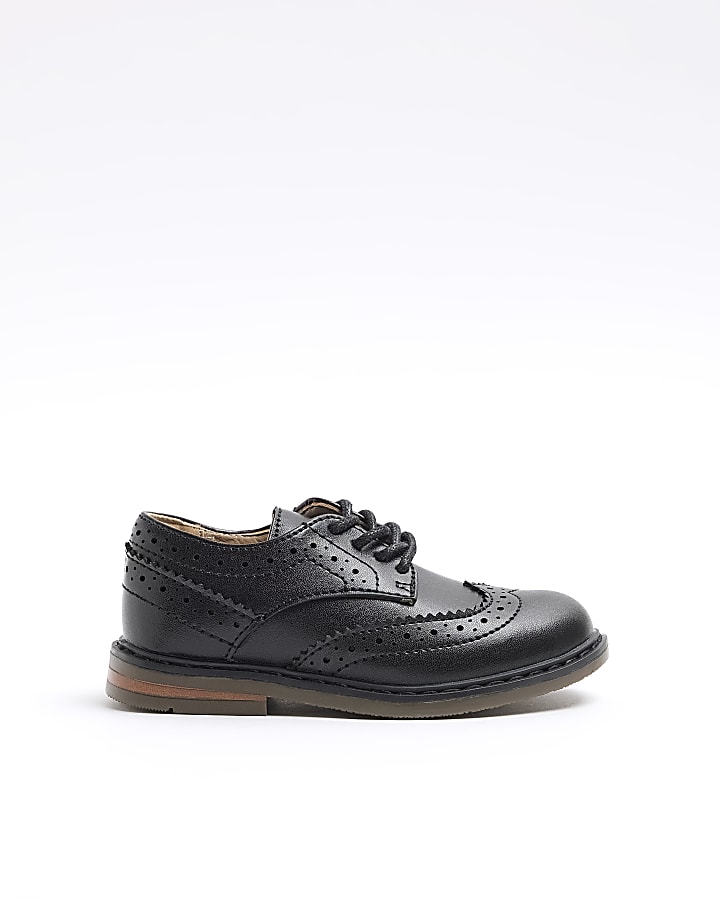 Mini boys black brogue smart shoes River Island