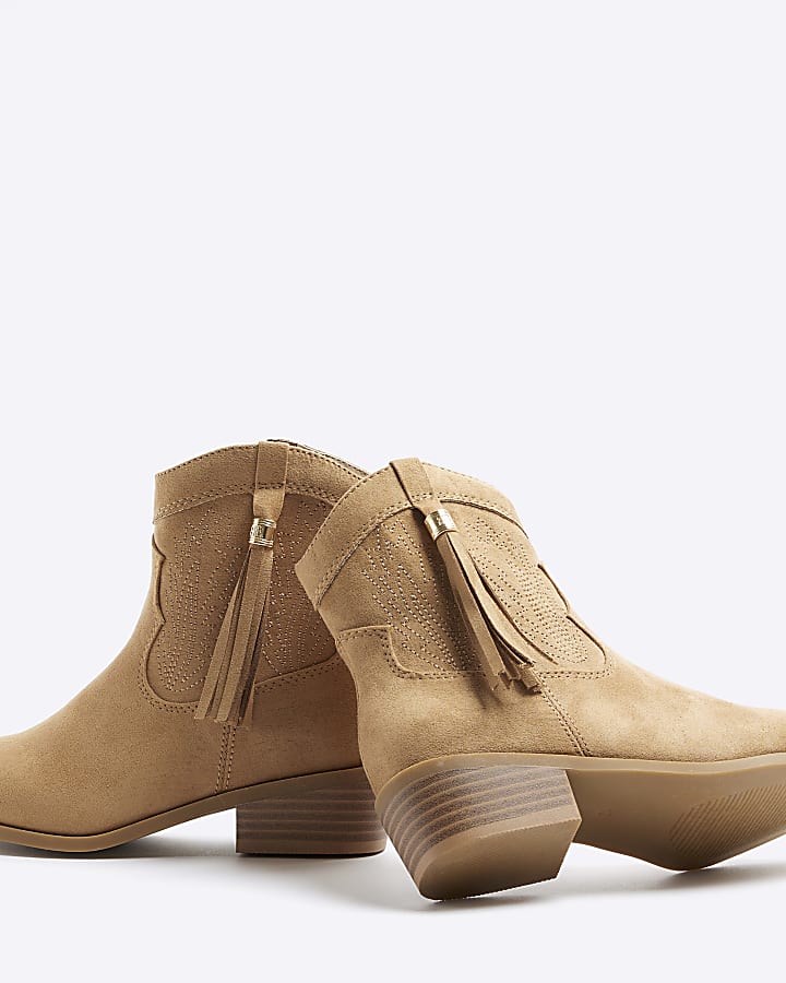 Girls brown tassel western boots