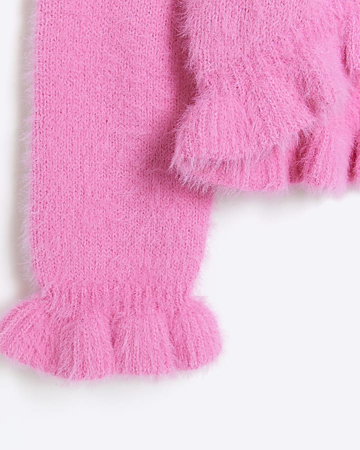 Girls pink fluffy frill jumper