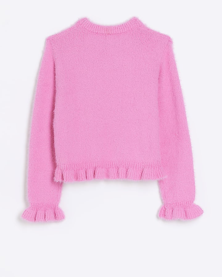 Girls pink fluffy frill jumper