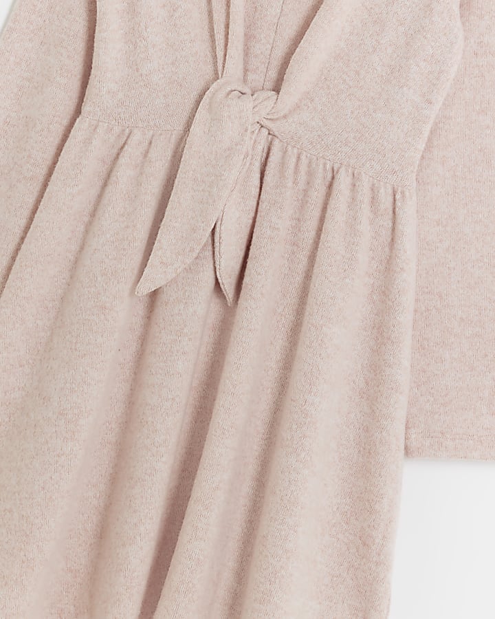 Girls Pink Embellished Knot Dress