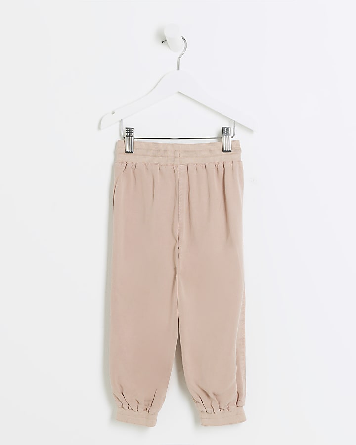 Mini girls pink lyocell cuffed joggers