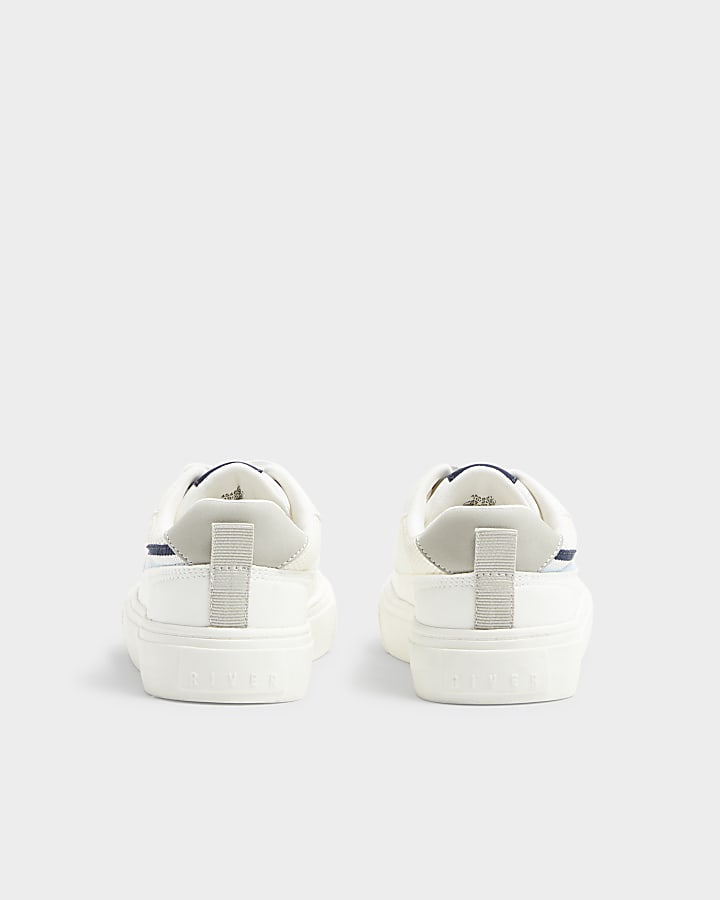 Boys white side tape trainers