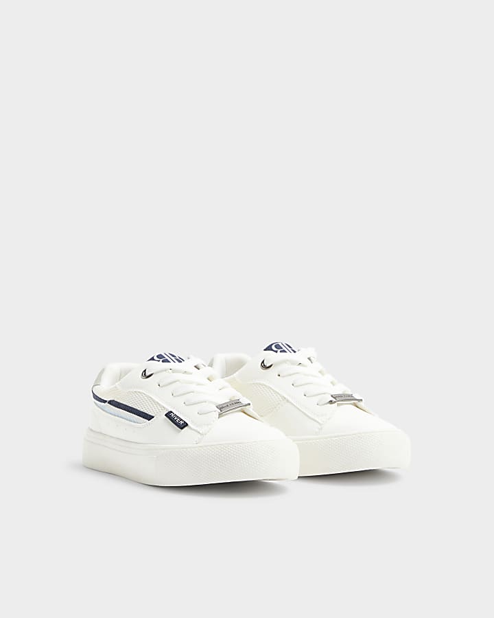 Boys white side tape trainers