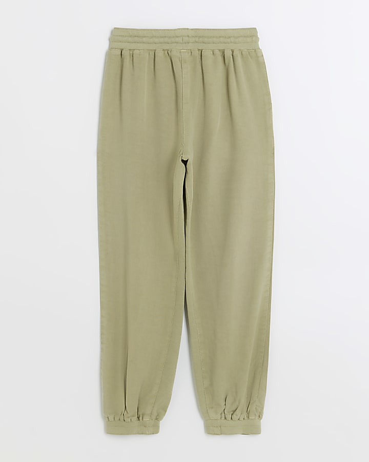 Girls green lyocell cuffed joggers