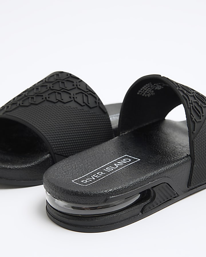 Boys black embossed sliders