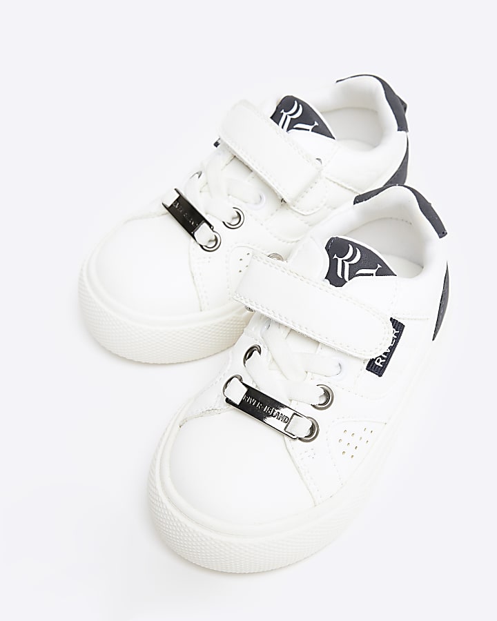 Mini boys white monochrome trainers