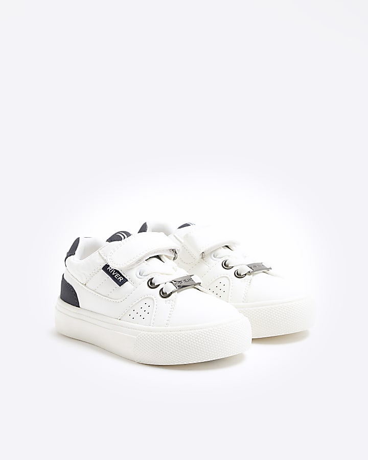 Mini boys white monochrome trainers