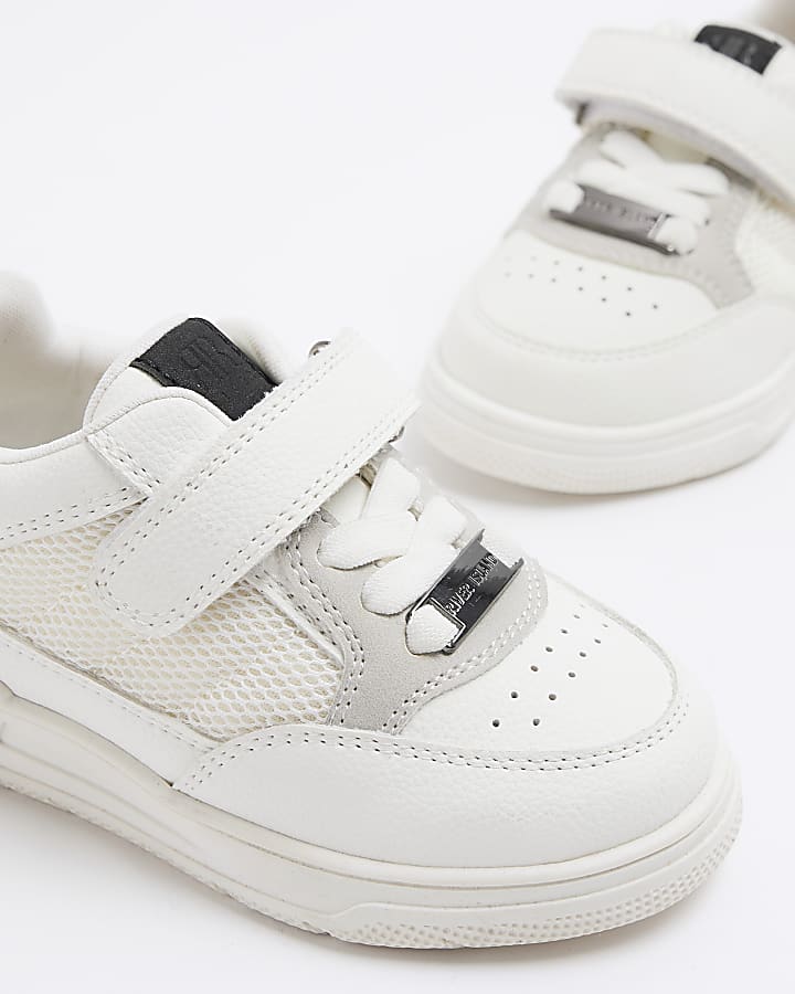 Mini boys white mesh panel trainers