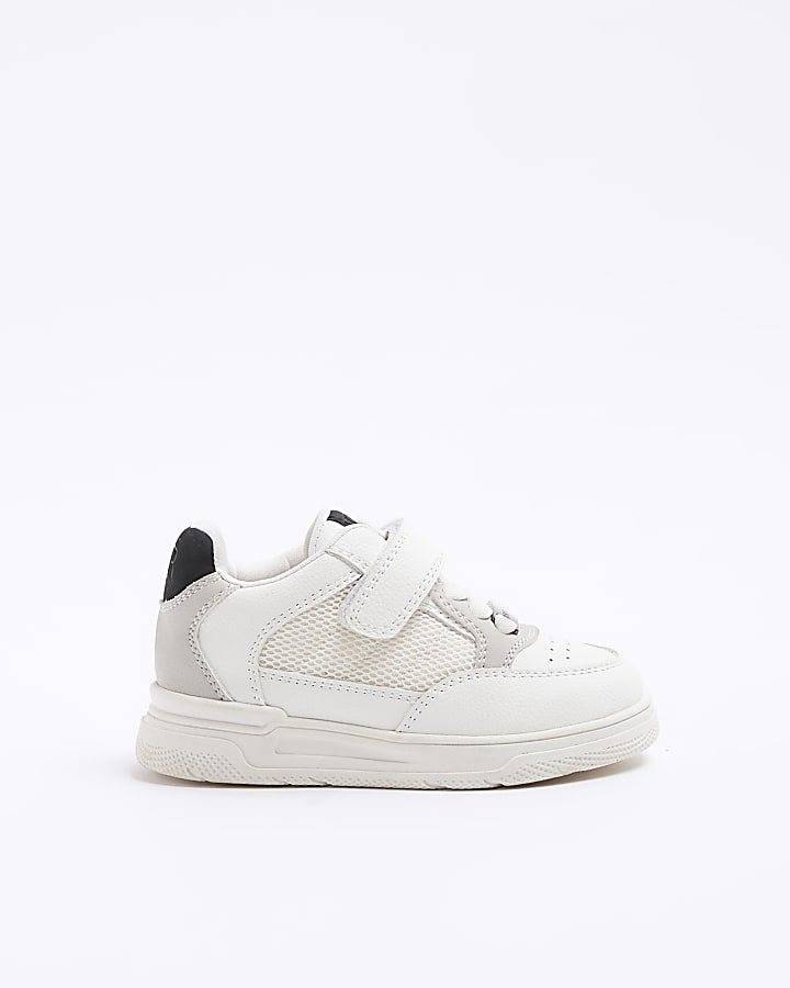 Mini boys white mesh panel trainers