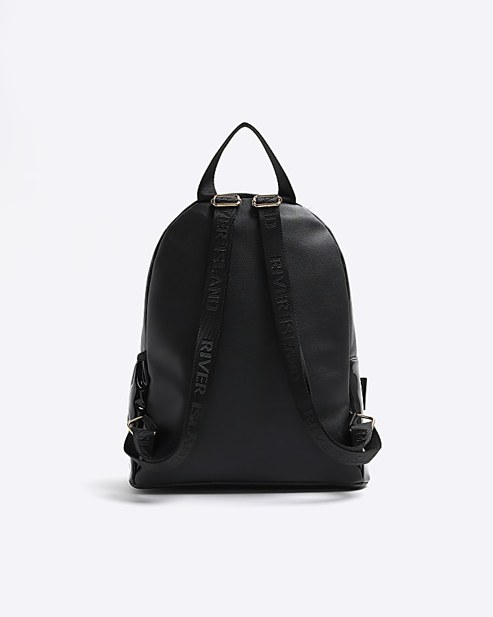 Girls black RI monogram backpack