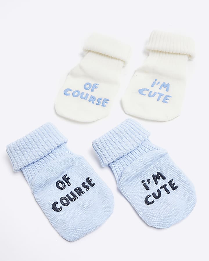 Baby boys blue turnover socks 2 pack