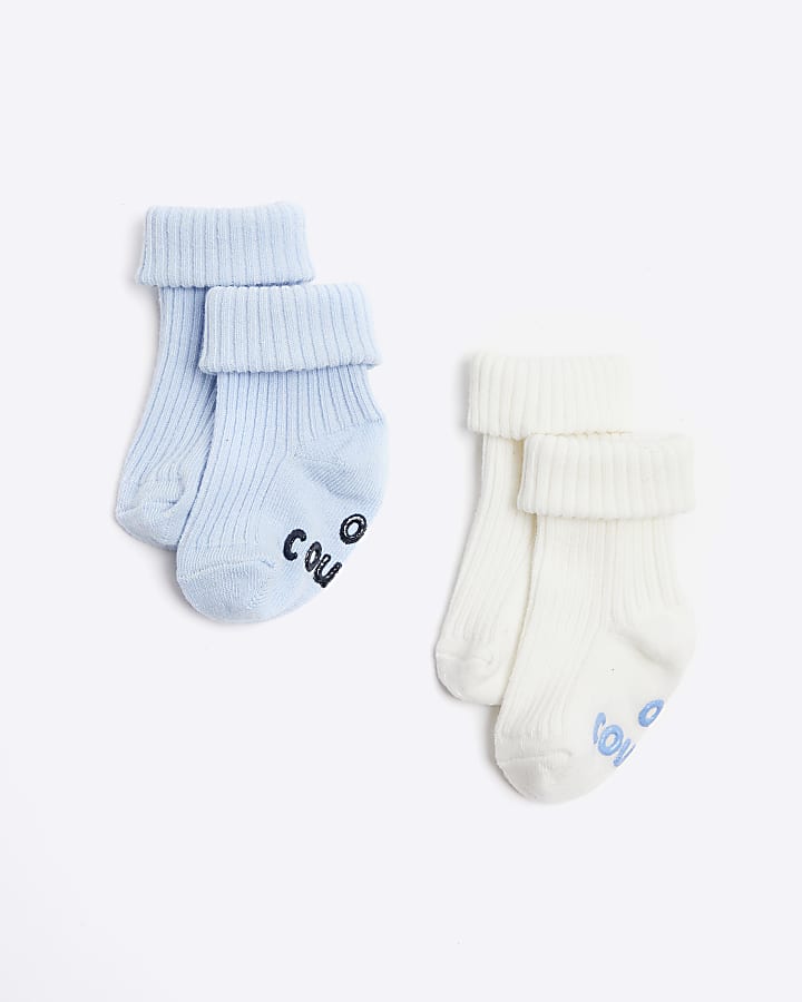 Baby boys blue turnover socks 2 pack